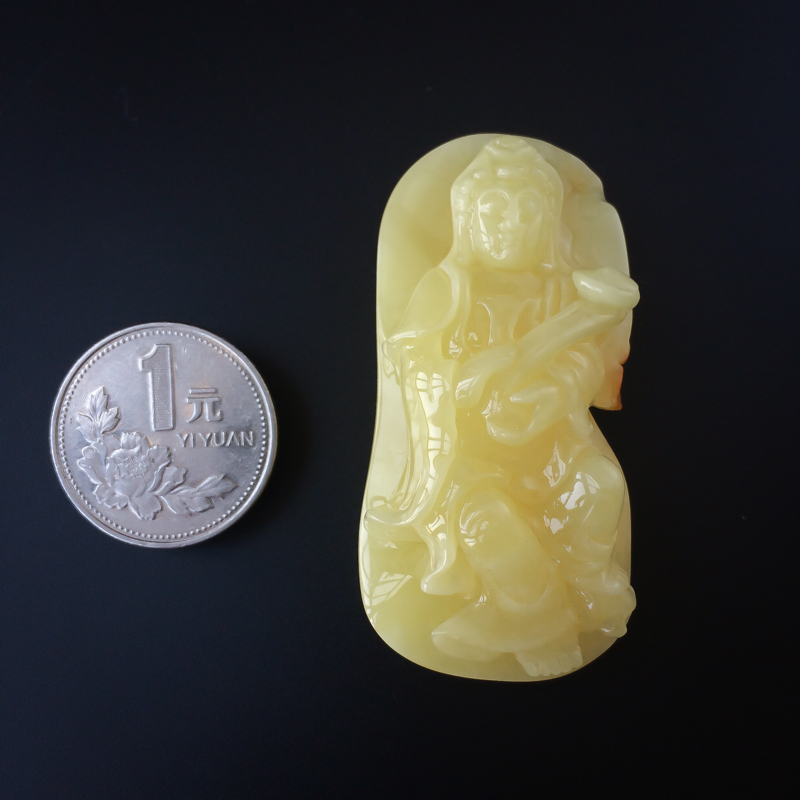 满蜜黄白蜜观音蜜蜡吊坠-红掌柜