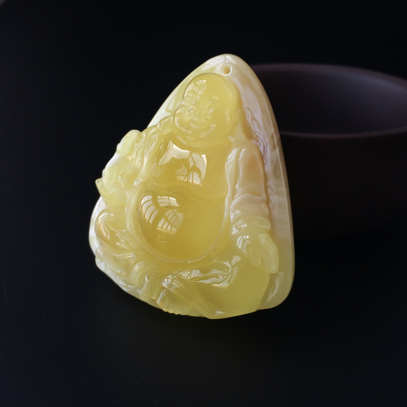 波罗的海天然满蜜黄白蜜蜜蜡吊坠-红掌柜