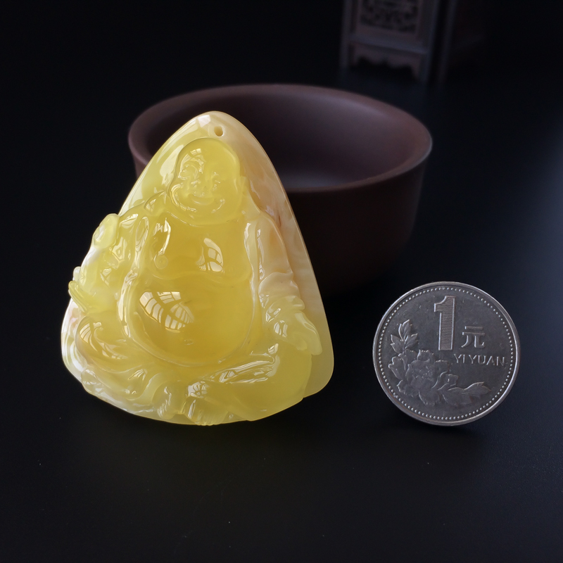 满蜜黄白蜜蜜蜡佛吊坠-红掌柜