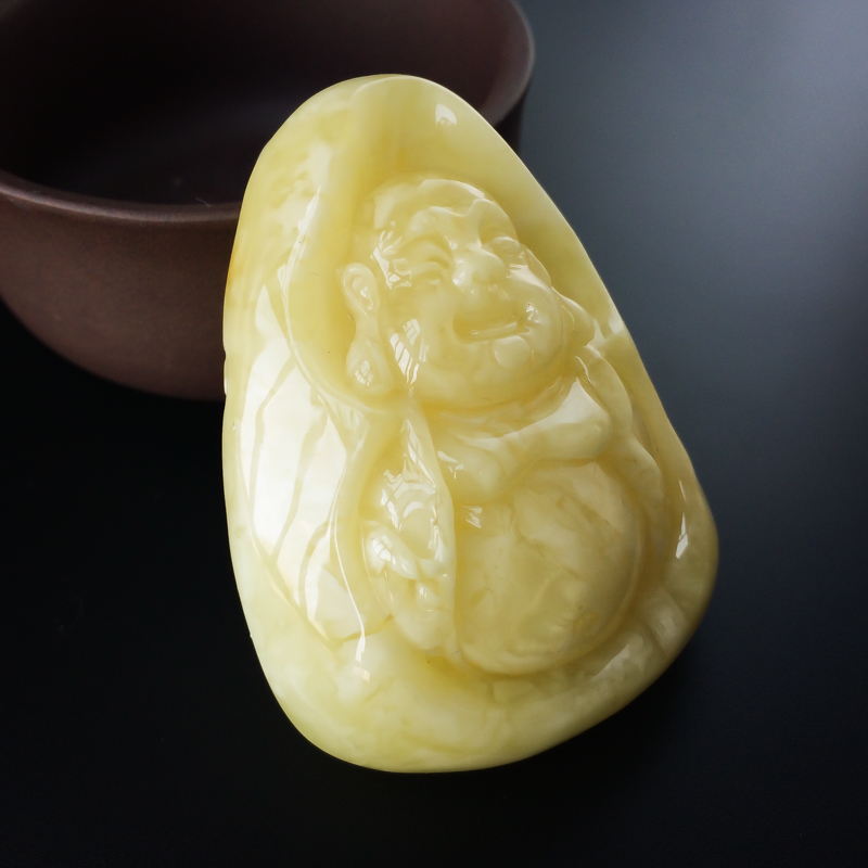 波罗的海满蜜白花蜜蜜蜡弥勒佛吊坠-红掌柜