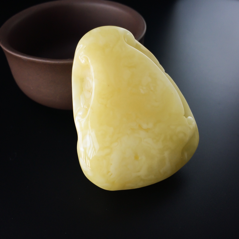 波罗的海天然白花蜜蜜蜡弥勒佛吊坠-红掌柜