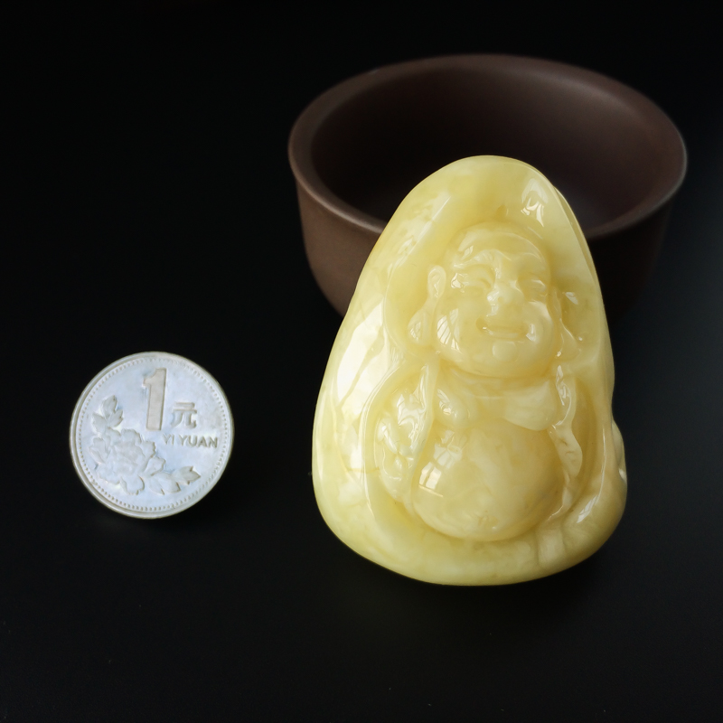 满蜜白花蜜蜜蜡弥勒佛吊坠-红掌柜