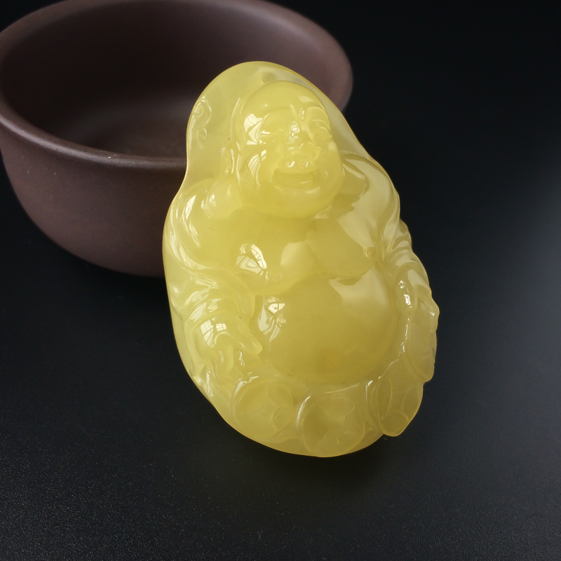 波罗的海满蜜柠檬黄蜜蜡佛吊坠-红掌柜