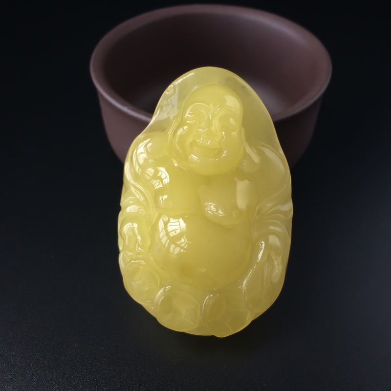 波罗的海天然满蜜柠檬黄蜜蜡佛吊坠-红掌柜