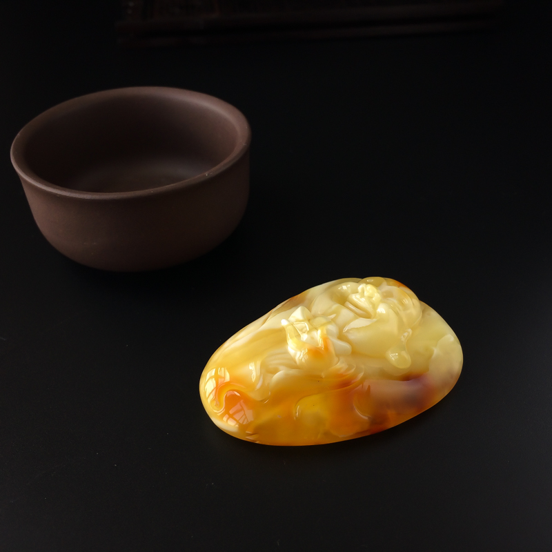 白花蜜蜜蜡弥勒佛吊坠-红掌柜