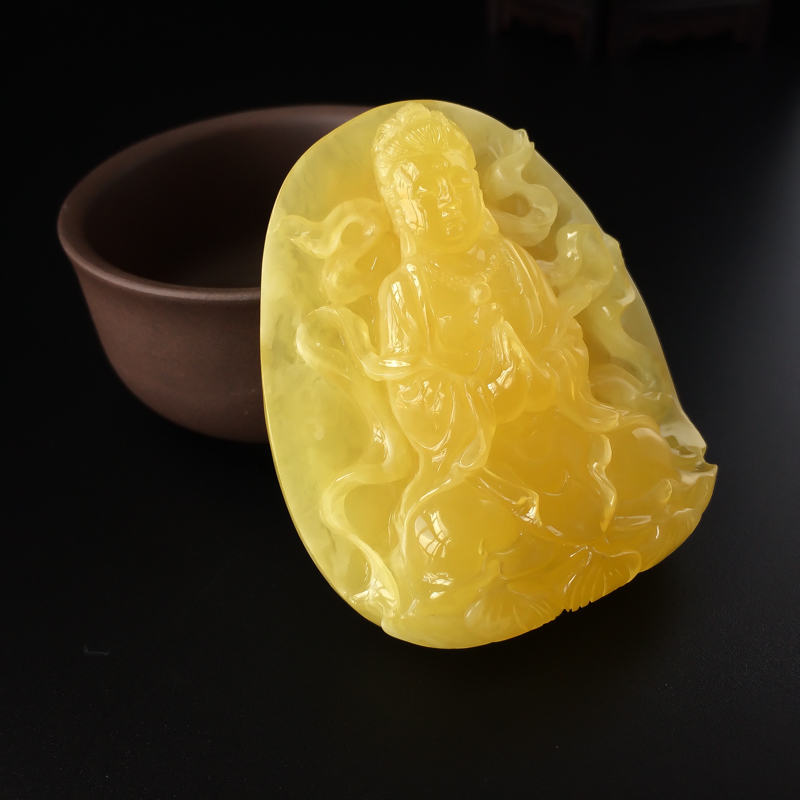 波罗的海满蜜鸡油黄观音吊坠-红掌柜