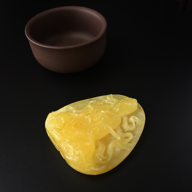 波罗的海天然满蜜鸡油黄蜜蜡吊坠-红掌柜