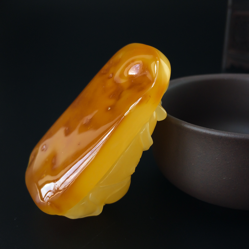 波罗的海天然满蜜蜜蜡弥勒佛吊坠-红掌柜