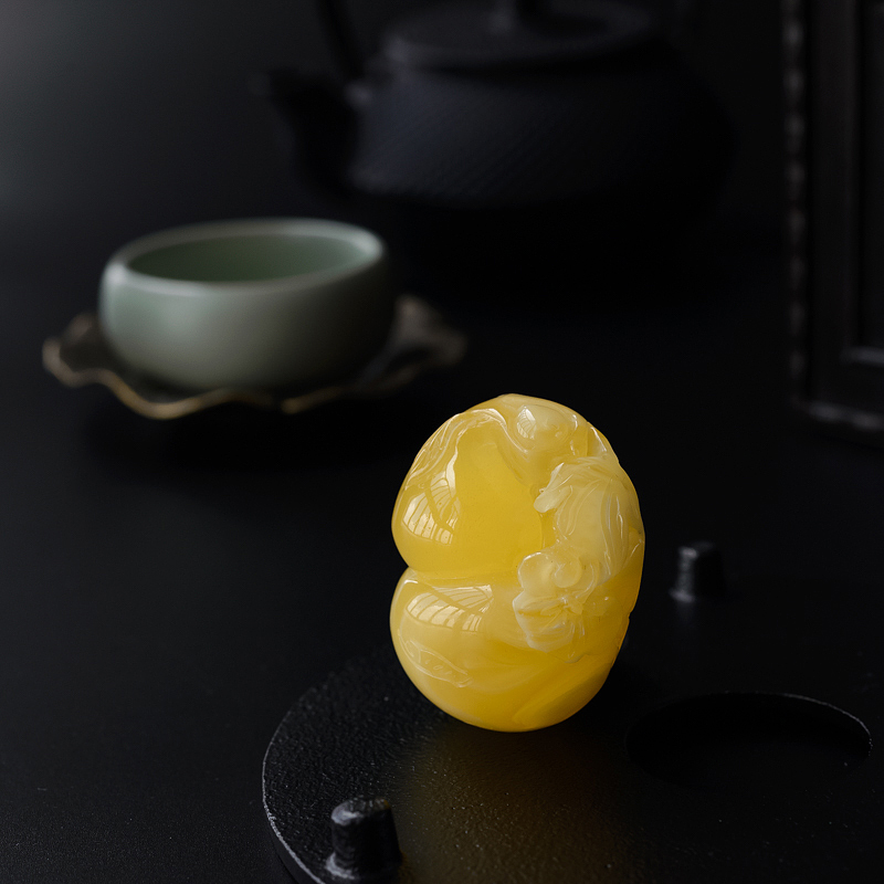 天然满蜜鸡油黄蜜蜡葫芦吊坠-红掌柜