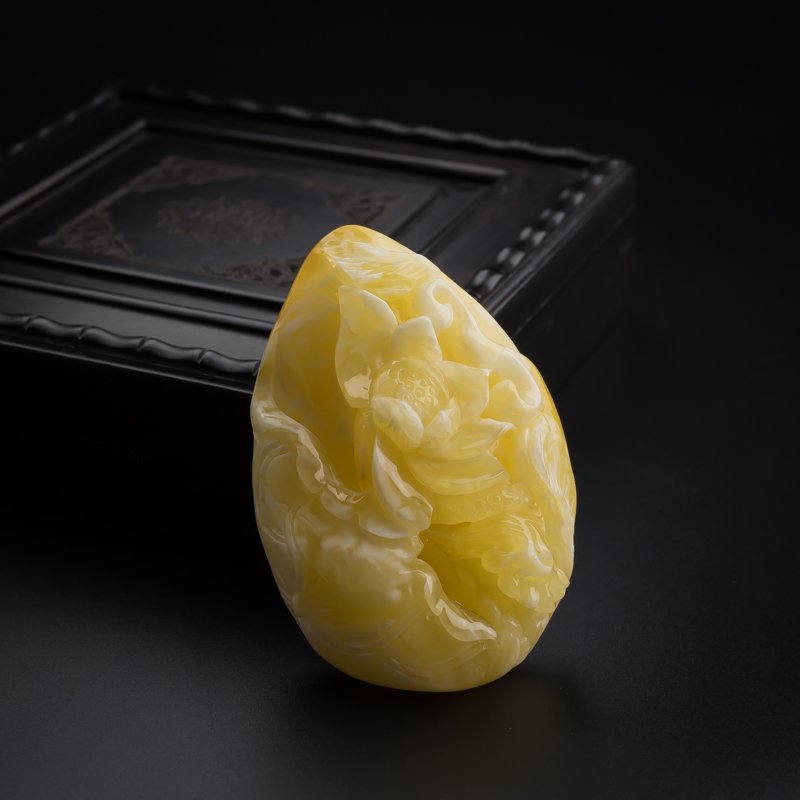 天然白花蜜蜜蜡荷花吊坠-红掌柜