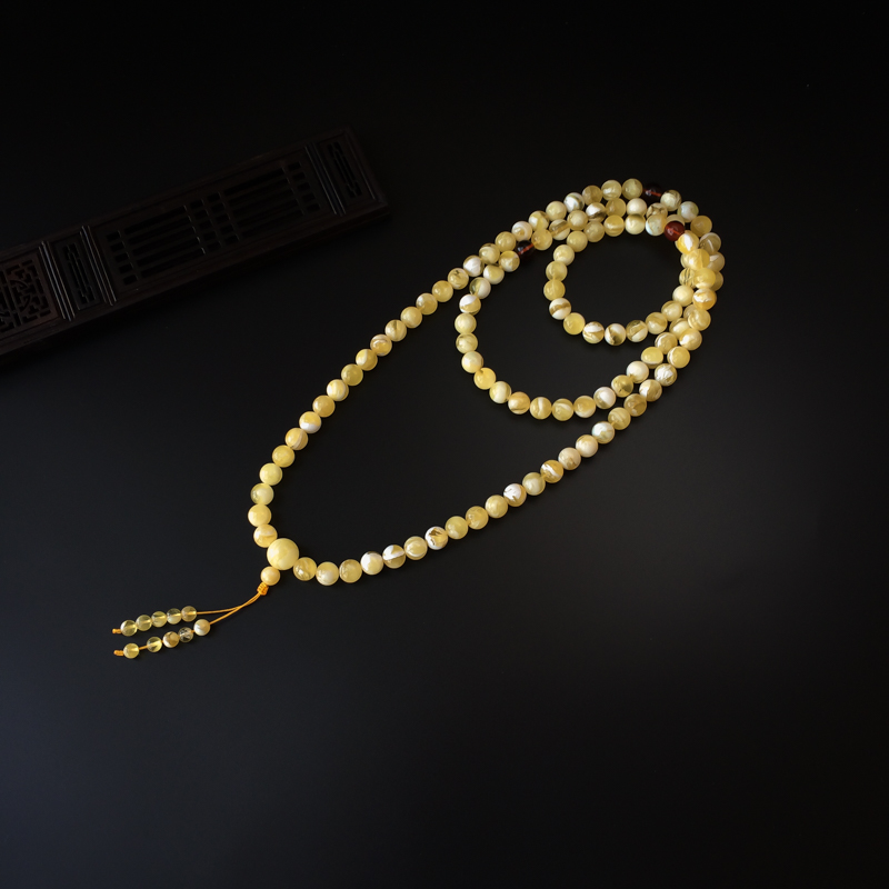 8mm蜜蜡佛珠-红掌柜