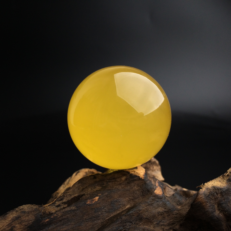 波罗的海天然满蜜鸡油黄蜜蜡圆珠-红掌柜