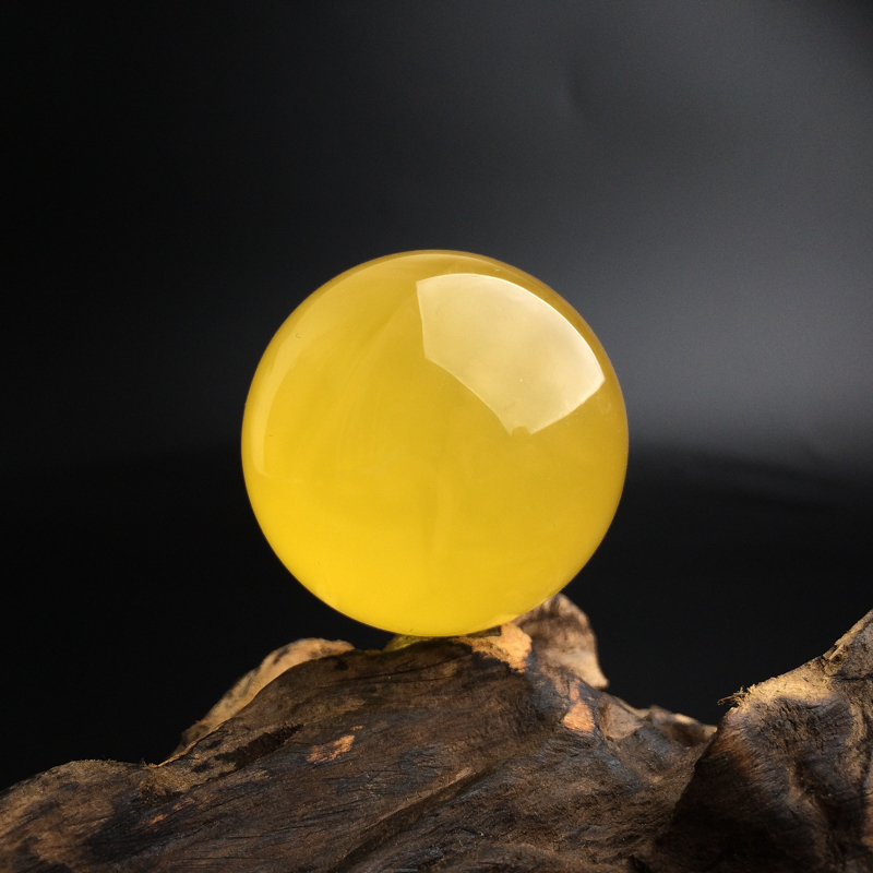 天然满蜜鸡油黄蜜蜡圆珠-红掌柜