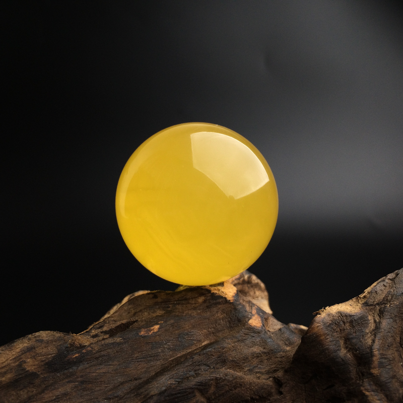 波罗的海满蜜鸡油黄蜜蜡圆珠-红掌柜