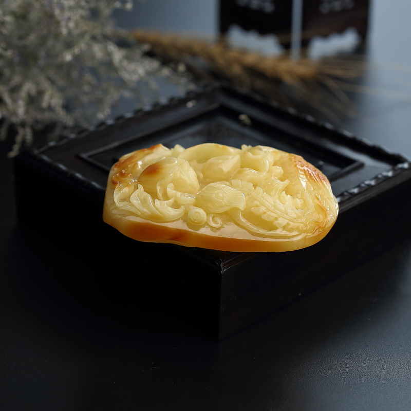 波罗的海天然鸡油黄蜜蜡吊坠-红掌柜