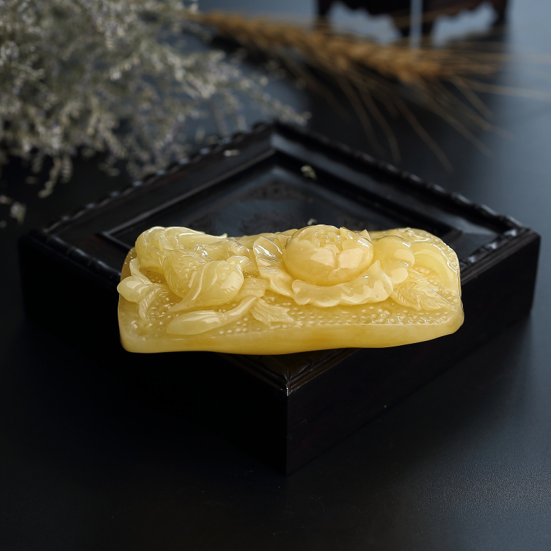 鸡油黄蜜蜡花鸟吊坠-红掌柜