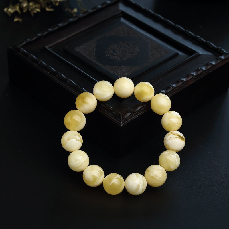 波罗的海天然白花蜜蜜蜡手串-红掌柜