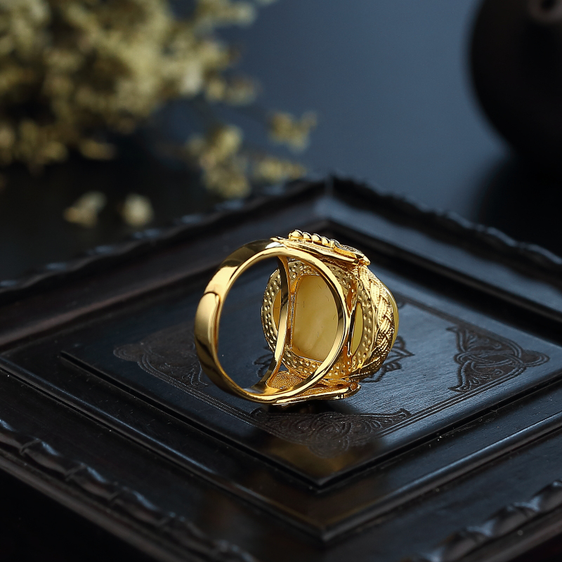 波罗的海天然银镶白花蜜戒指- 红掌柜