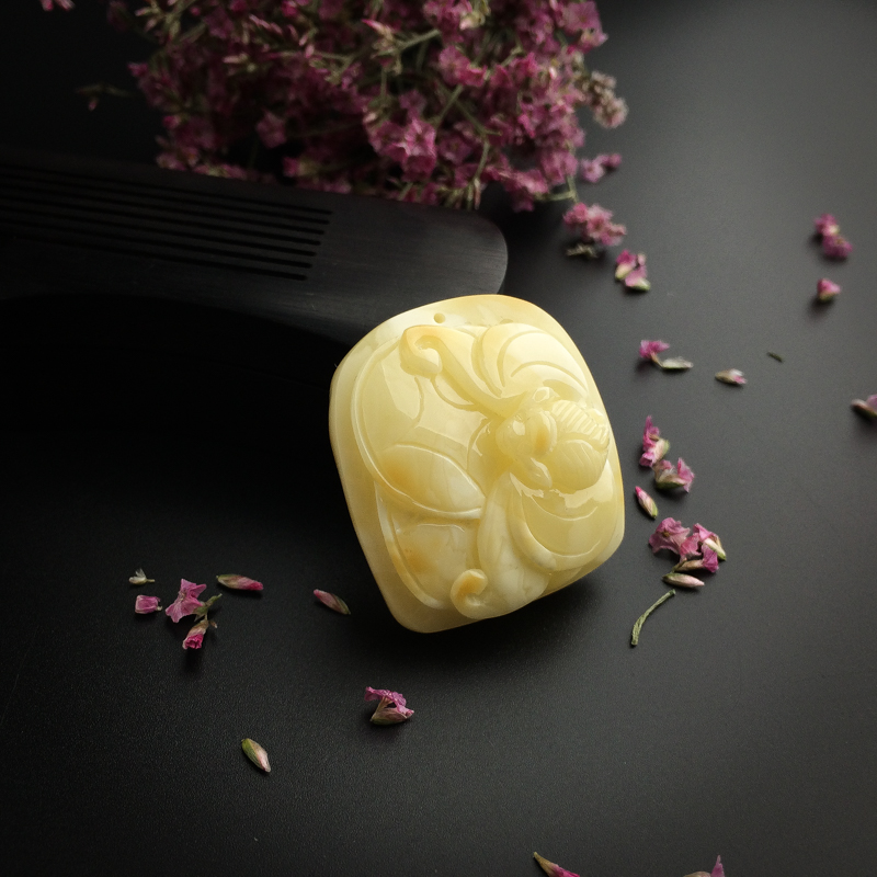 天然白花蜜蜜蜡福在眼前吊坠 - 红掌柜