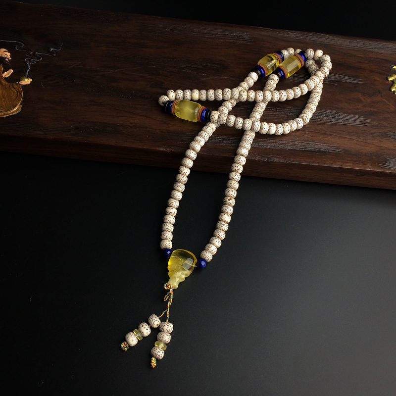 天然金绞蜜蜜蜡佛珠-红掌柜