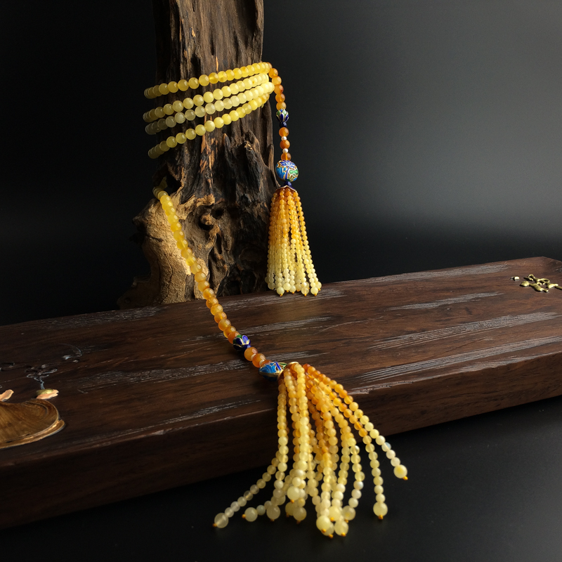 6mm波罗的海天然蜜蜡彩虹毛衣链-红掌柜