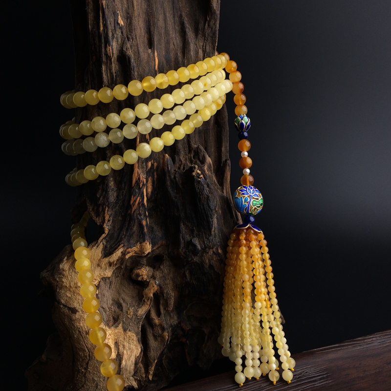 波罗的海天然蜜蜡彩虹毛衣链-红掌柜