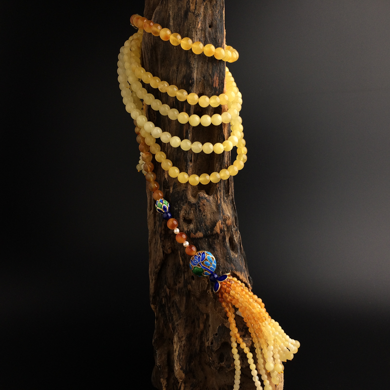 6mm天然蜜蜡彩虹毛衣链-红掌柜