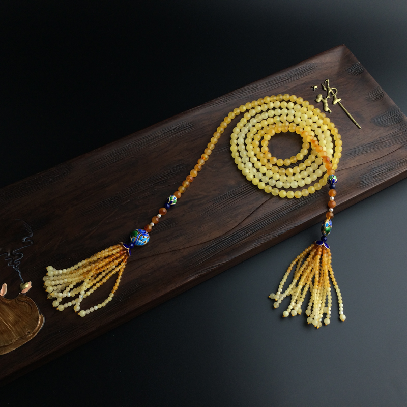 6mm波罗的海天然蜜蜡毛衣链-红掌柜