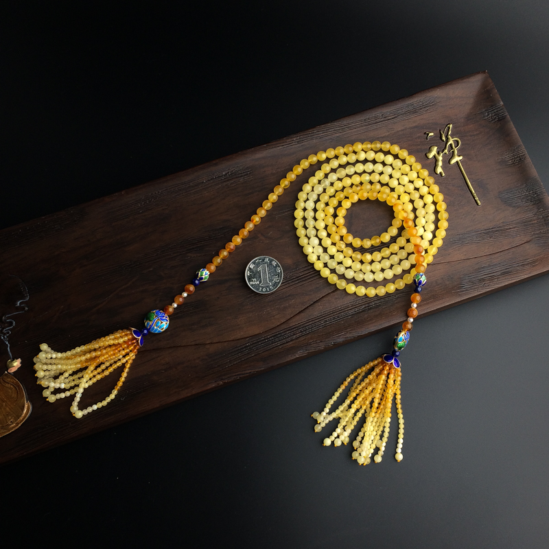 蜜蜡彩虹毛衣链-红掌柜