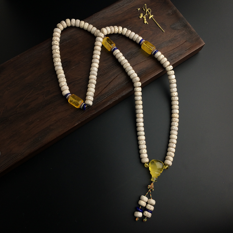 波罗的海天然金绞蜜蜜蜡佛珠-红掌柜