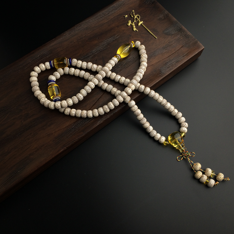 波罗的海天然金珀星月菩提佛珠-红掌柜