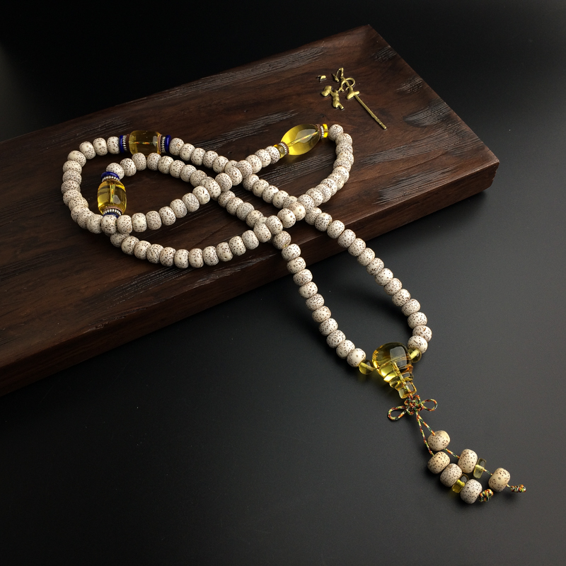 天然金珀星月菩提佛珠-红掌柜