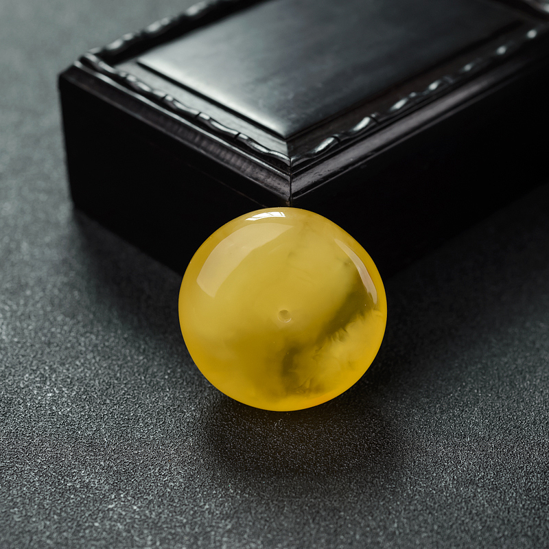 波罗的海天然鸡油黄蜜蜡平安扣吊坠-红掌柜