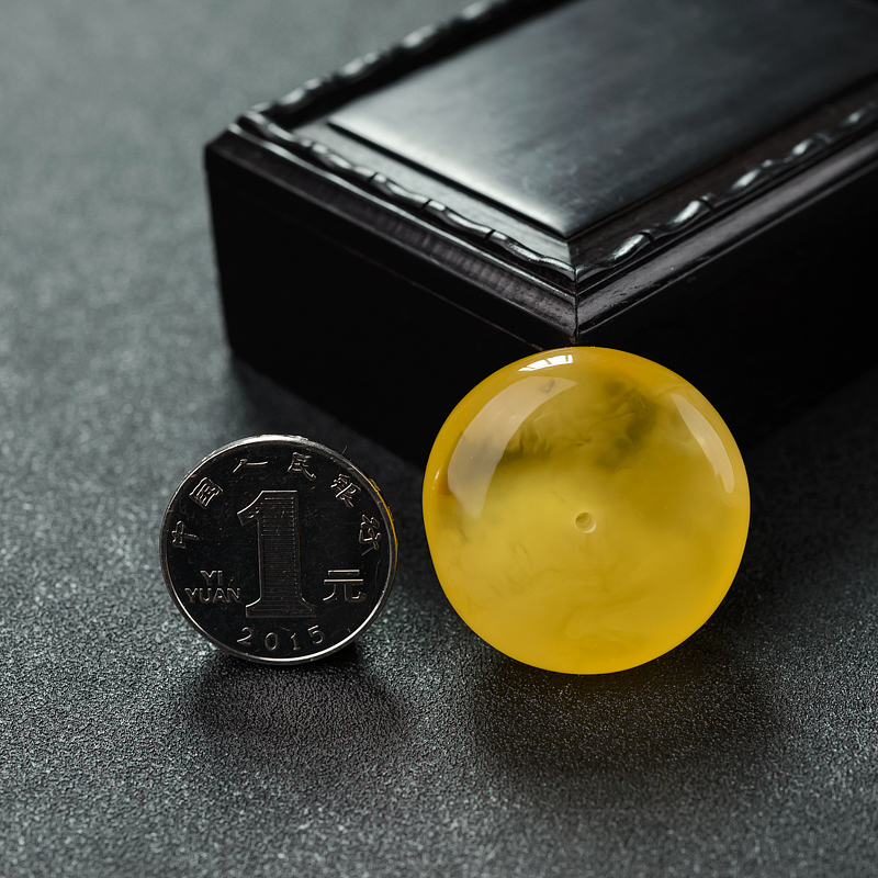 金绞蜜鸡油黄蜜蜡平安扣吊坠-红掌柜