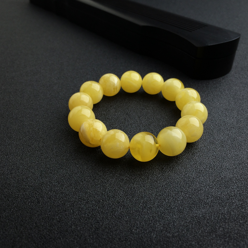 波罗的海鸡油黄白花蜜蜜蜡手串 - 红掌柜