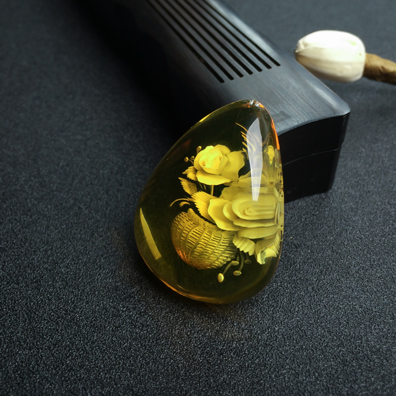 缅甸金珀花吊坠 - 红掌柜