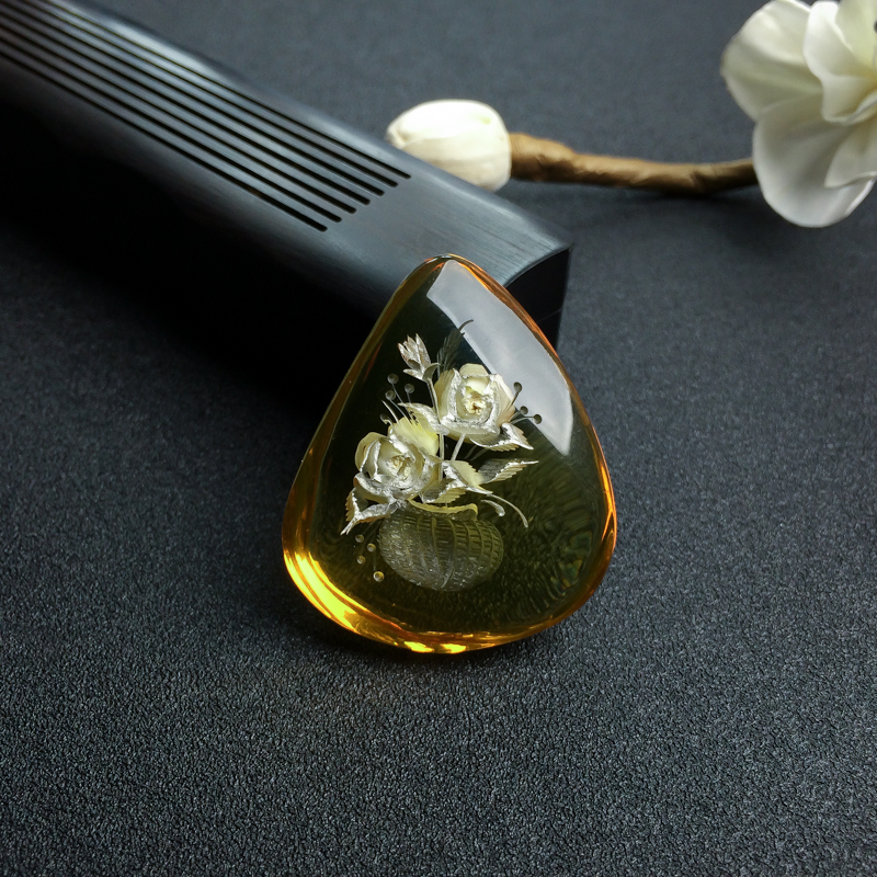 缅甸天然金珀吊坠 - 红掌柜