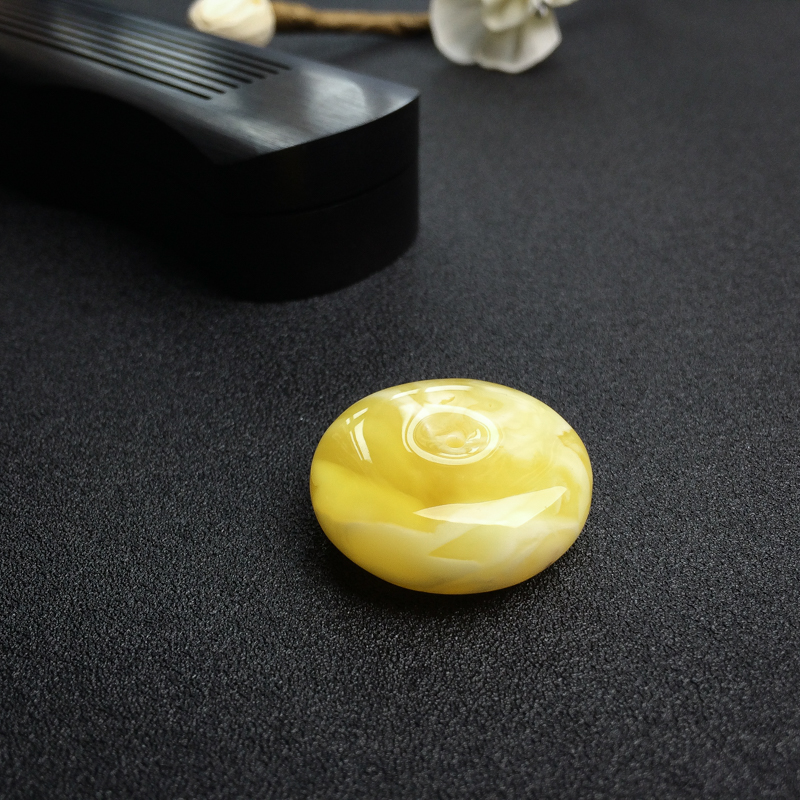 波罗的海天然柠檬黄白花蜜蜜蜡吊坠-红掌柜