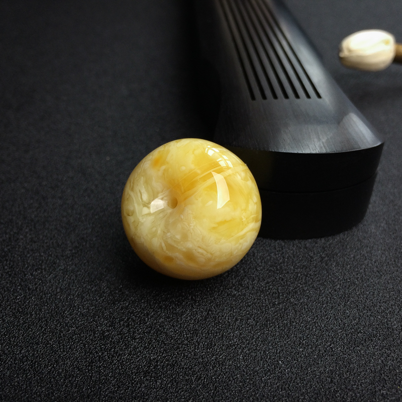 波罗的海褐黄白花蜜平安扣吊坠-红掌柜