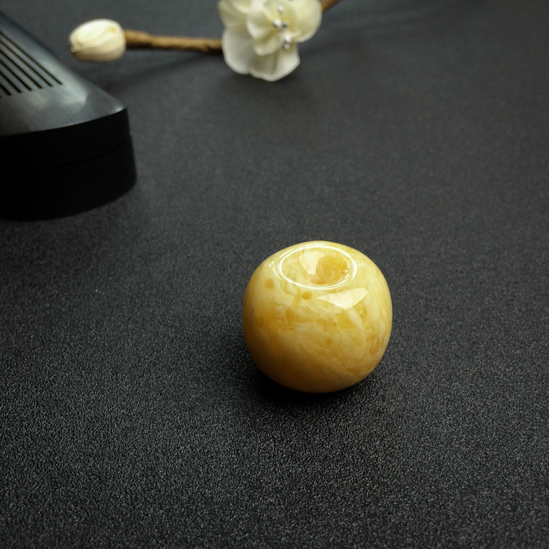 褐黄白花蜜平安扣吊坠-红掌柜