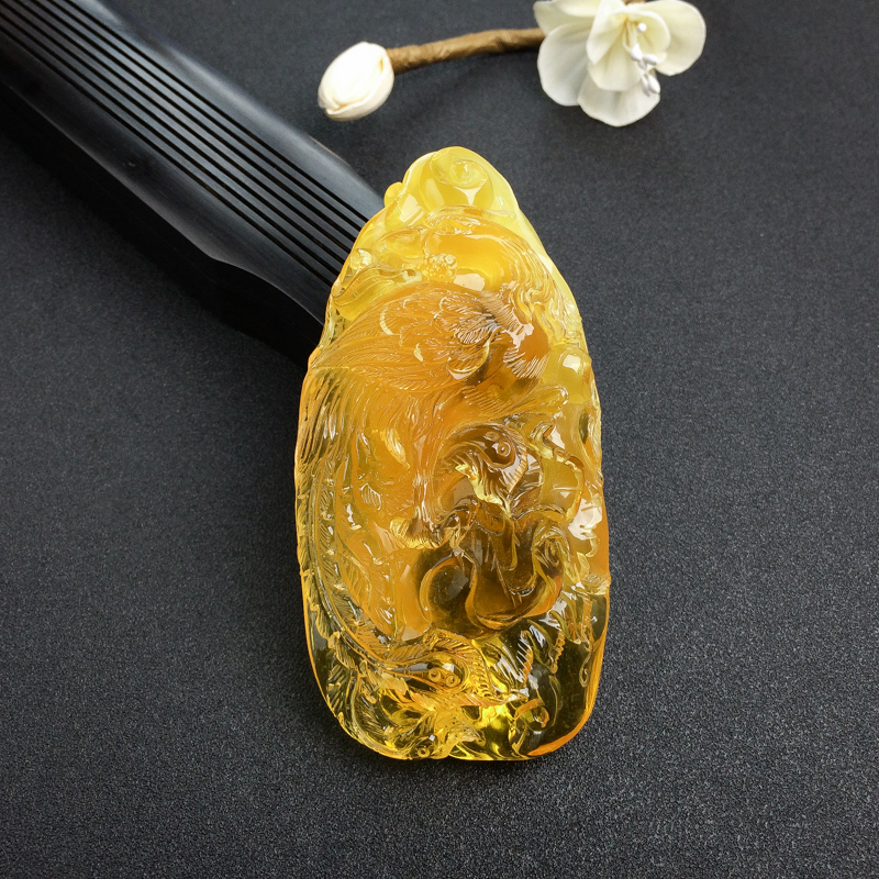 波罗的海天然褐红金绞蜜蜜蜡凤凰吊坠-红掌柜