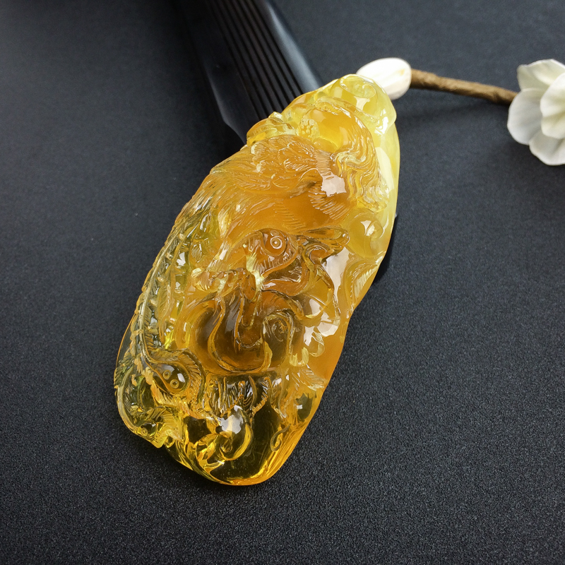 波罗的海褐红金绞蜜蜜蜡凤凰吊坠-红掌柜