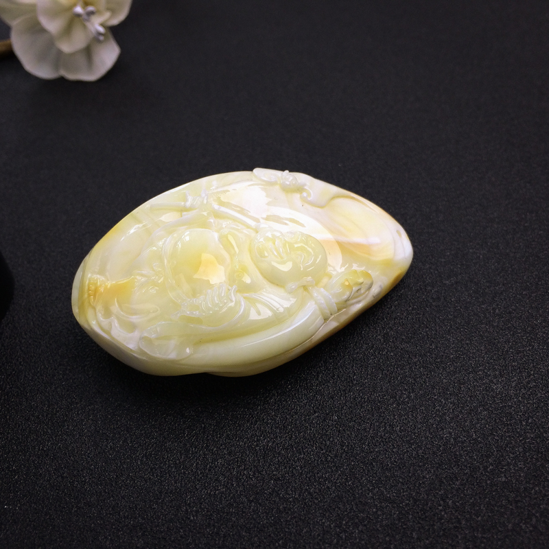 波罗的海天然俏色白蜜蜜蜡吊坠-红掌柜