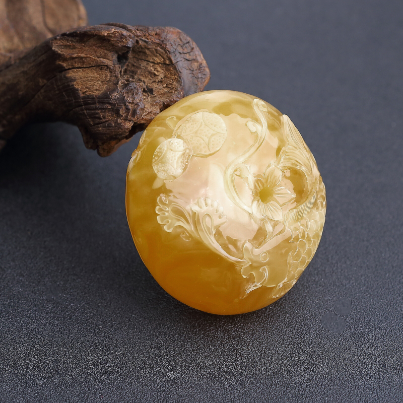 蜜蜡连年有余平安扣吊坠-红掌柜