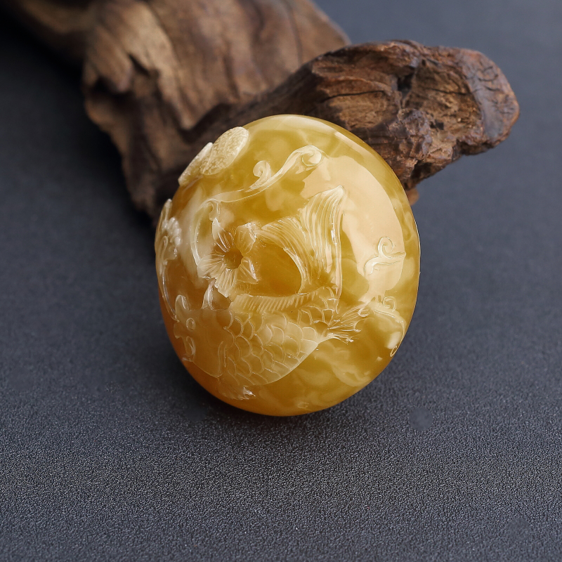 褐黄蜜蜡平安扣吊坠-红掌柜