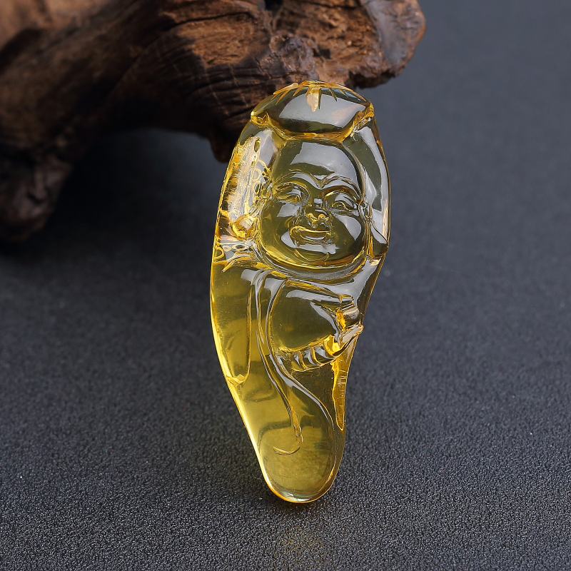 缅甸天然金珀佛吊坠 - 红掌柜