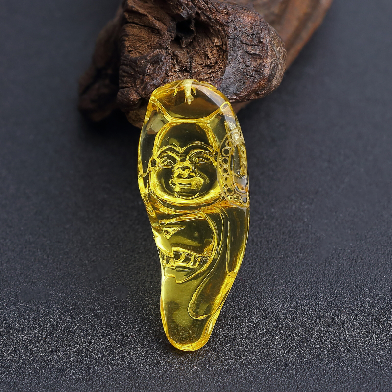 缅甸天然金珀吊坠 - 红掌柜