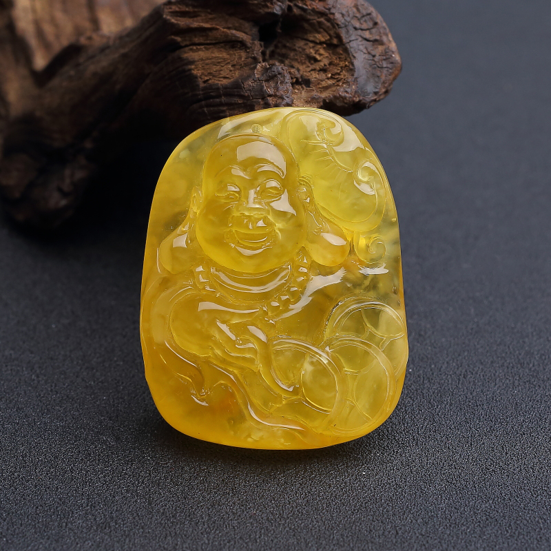 波罗的海天然鸡油黄金绞蜜蜜蜡佛吊坠-红掌柜