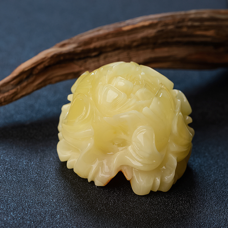 波罗的海柠檬黄蜜蜡牡丹吊坠-红掌柜