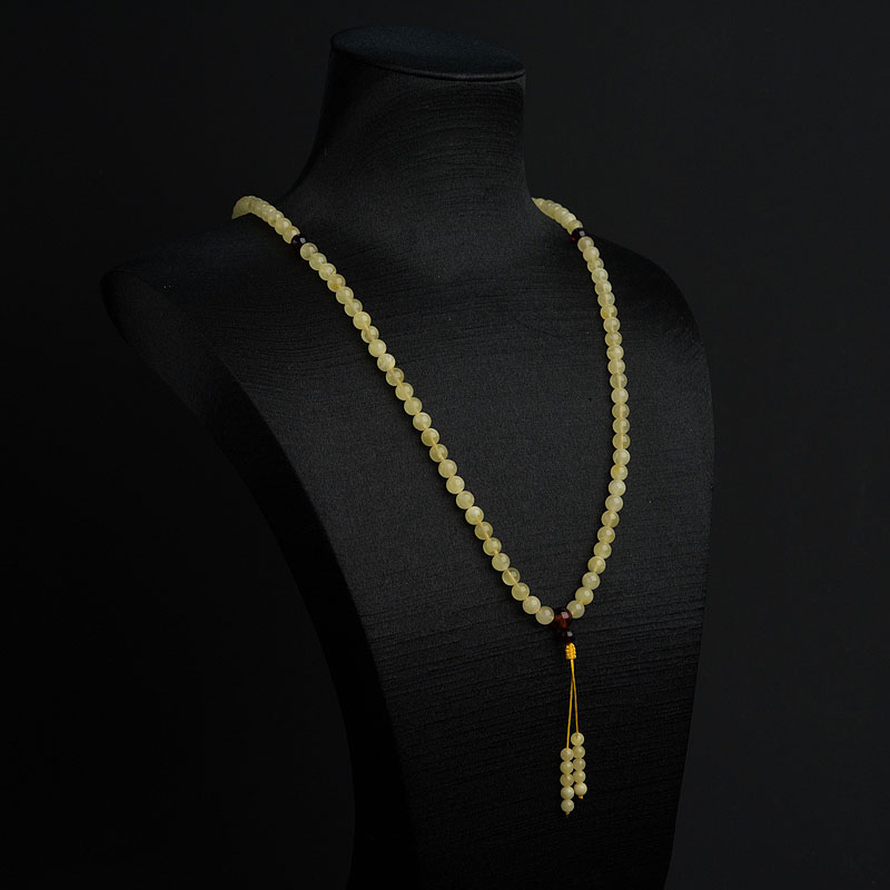 浅黄蜜蜡108佛珠手串 - 红掌柜